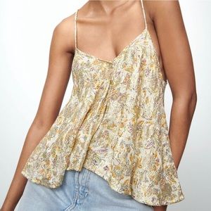 Zara Gold Metallic Patterned Tank XS